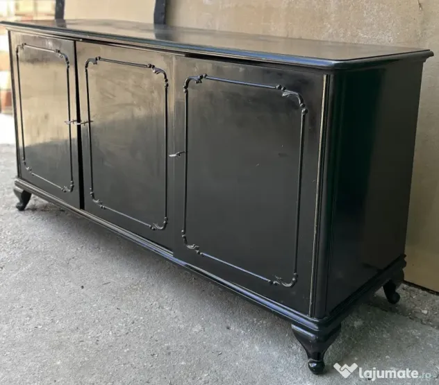 Servanta Vintage cu 3 usi Stil Rococo; Bufet cu rafturi si sertar; Credenta