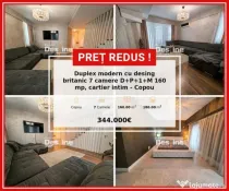 Duplex modern cu design britanic 7 camere D+P+1+M 160 mp