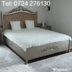Vând set mobilier dormitor König - lemn sculptat - culoare Platină