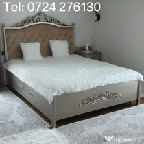 Vând set mobilier dormitor König - lemn sculptat - culoare Platină