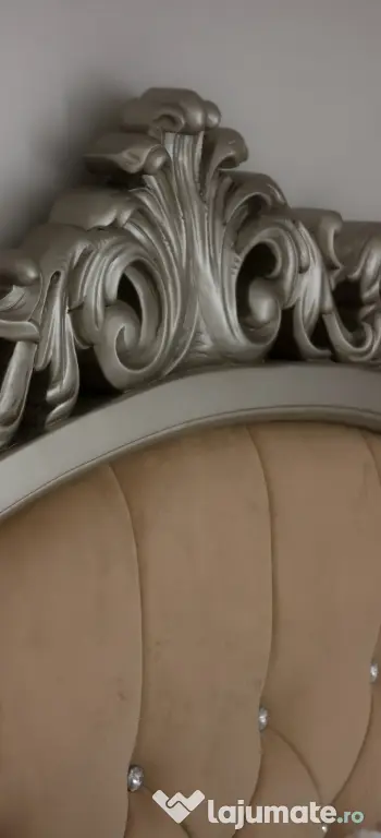 Vând set mobilier dormitor König - lemn sculptat - culoare Platină