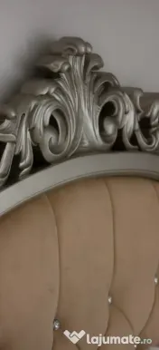 Vând set mobilier dormitor König - lemn sculptat - culoare Platină 