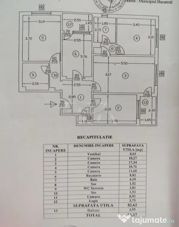 4 camere, 82 mp, centrală, parcare, Metrou Apărătorii Pat