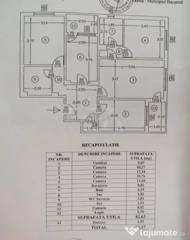 4 camere, 82 mp, centrală, parcare, Metrou Apărătorii Pat