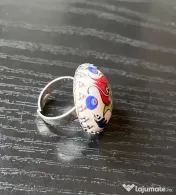 Inel Etnic Turcesc, Model Lalea Otomană, Ceramică și Metal Neferos, Reglabil