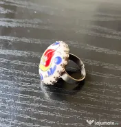 Inel Etnic Turcesc, Model Lalea Otomană, Ceramică și Metal Neferos, Reglabil