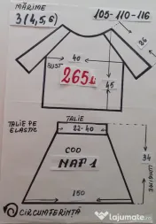 Costum popular pentru copii 4-5-6-7-8-9 ani, 265 lei 