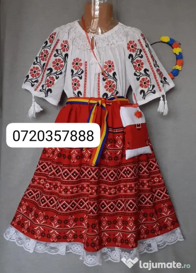 Costum popular pentru copii 8-9-10-11-12-13 ani,275 lei