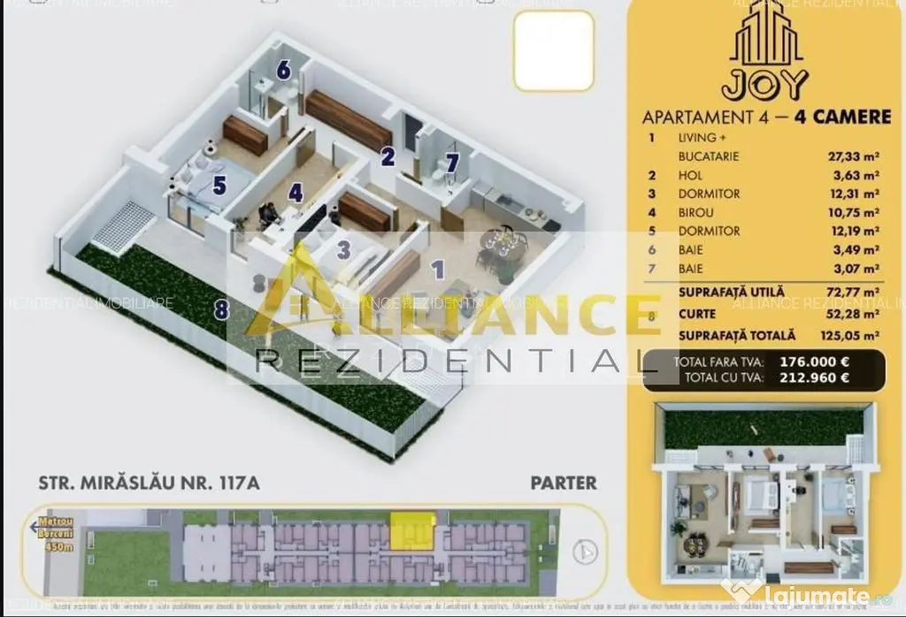 Joy Rezidence Ap. 4 camere cu gradina langa Metrou Berceni - Popesti Leordeni (Bucuresti-Ilfov)