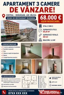 Aparament 3 camere ultracentral Dragasani