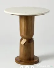 Masuta de Cafea cu Picior de Lemn de Tec si Blat de Marmura 