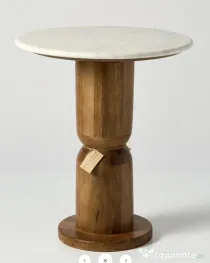 Masuta de Cafea cu Picior de Lemn de Tec si Blat de Marmura