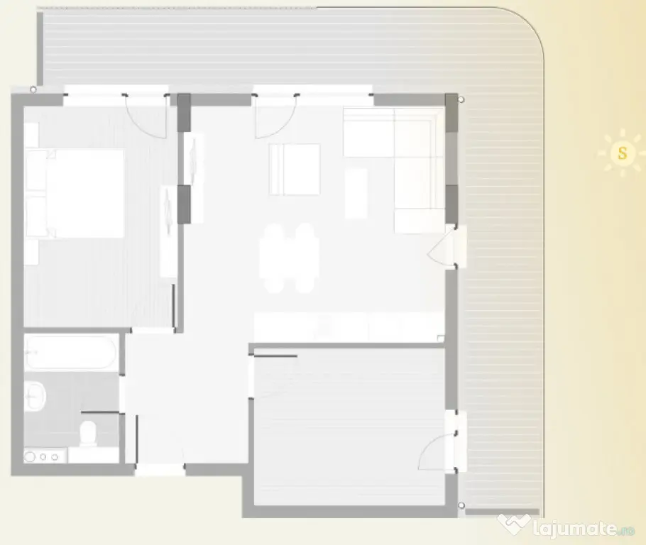 Apartament 2 camere, semifinisate, 55.5 mp, Zona Eroilor - Floresti (Cluj)