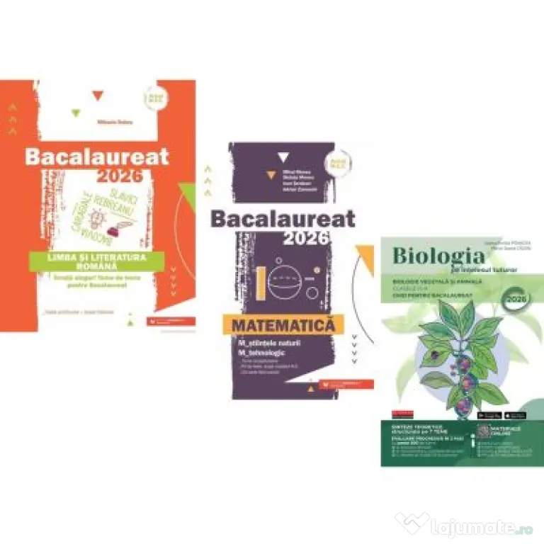 Pachet Bacalaureat 2026. Limba si literatura romana, Matematica M-stiintele-naturii si M-tehnologic si Biologia pe intelesul tuturor clasele 9-10 - Mi