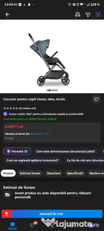 Carucior sport pentru copii Cavoe Ideo, versatil, compact - Arctic