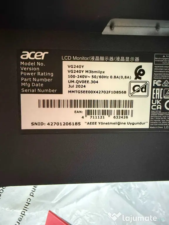 Monitor Acer VG240Y 1920 x 1080 Full HD ID_1006