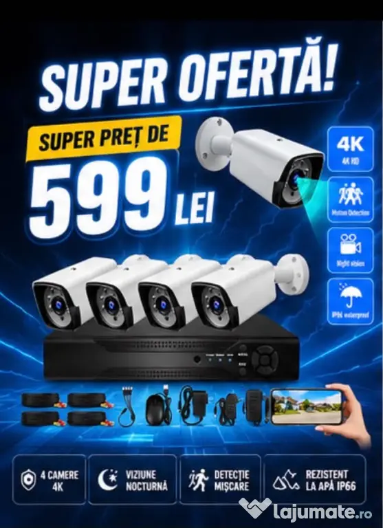 Vindem si Montam Camere Supraveghere Video KIT Complet 4/8/12 CAMERE