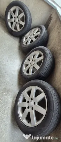 Set Jante Aliaj 16" 5x110 Opel / Saab + Anvelope Vară 205/55 R16 DOT 2022