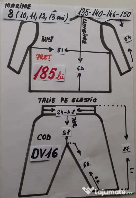 Costum Dovlecel pentru copii 8-9-10-11-12-13 ani,185 lei