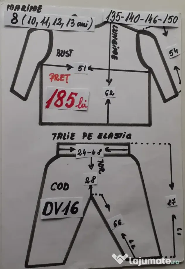 Costum Dovlecel pentru copii 8-9-10-11-12-13 ani,185 lei