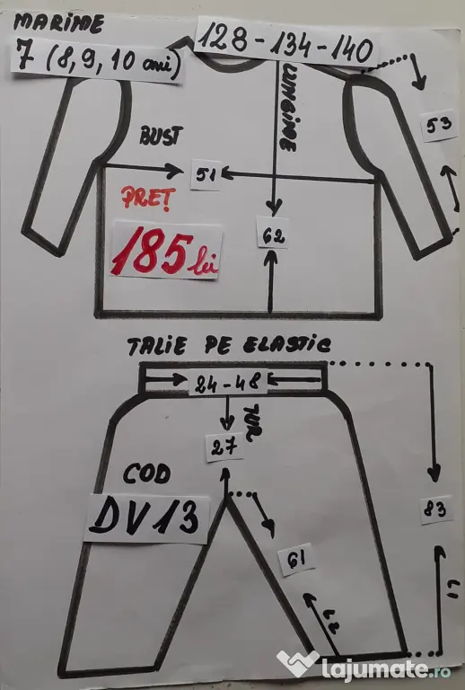 Costum Dovlecel pentru copii 8-9-10-11-12-13 ani,185 lei