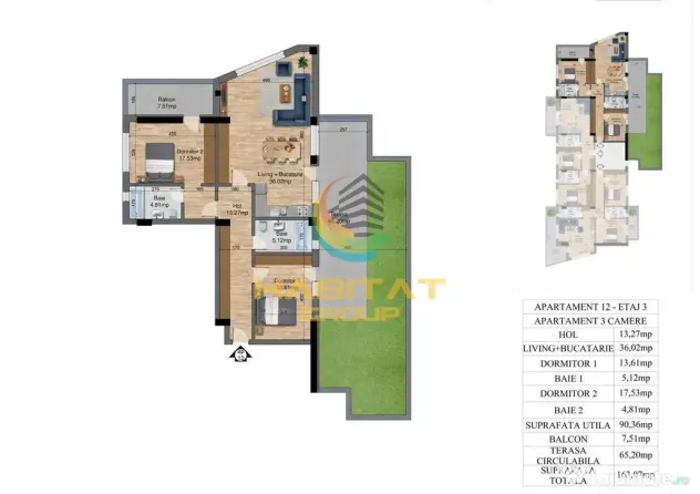 3 camere cu terasa de 65mp - Oraselul Copiilor - Bucuresti (Bucuresti-Ilfov)