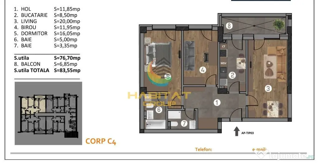 Apartament 3 camere Stv in fata Blocului Splaiul Unirii! - Popesti Leordeni (Bucuresti-Ilfov)