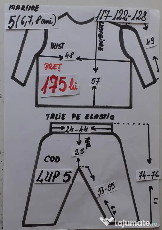 Costum Lup pentru copii3-4-5-6- 7-8-9 ani, 175 lei