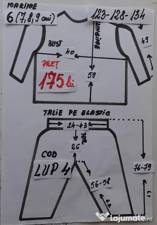 Costum Lup pentru copii3-4-5-6- 7-8-9 ani, 175 lei