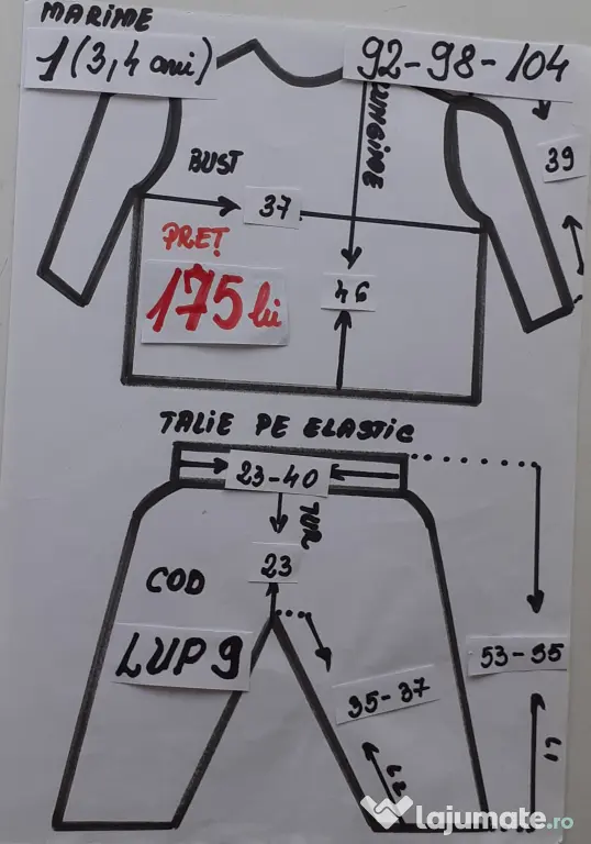 Costum Lup pentru copii3-4-5-6- 7-8-9 ani, 175 lei