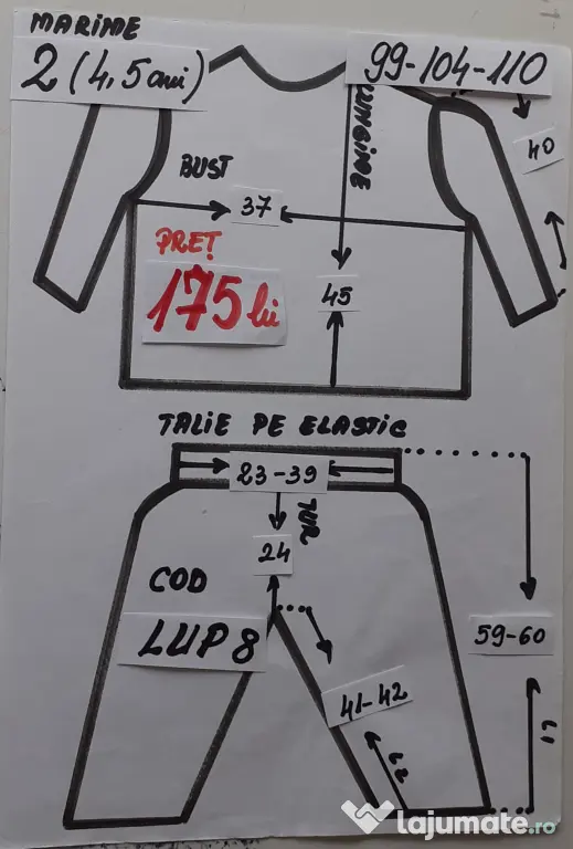 Costum Lup pentru copii3-4-5-6- 7-8-9 ani, 175 lei