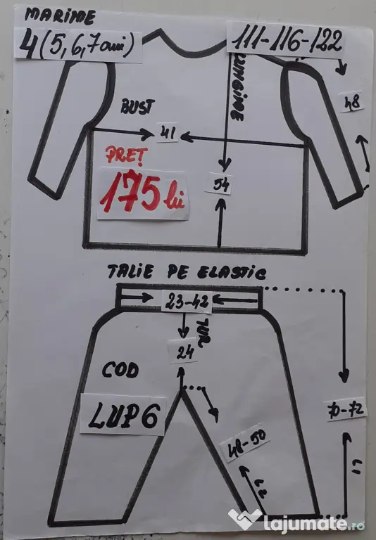 Costum Lup pentru copii3-4-5-6- 7-8-9 ani, 175 lei