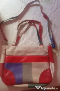 Geantă din piele naturală, de umăr și crossbody, tip messenger 