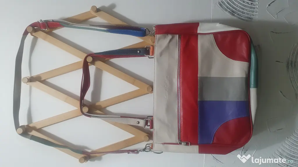 Geantă din piele naturală, de umăr și crossbody, tip messenger