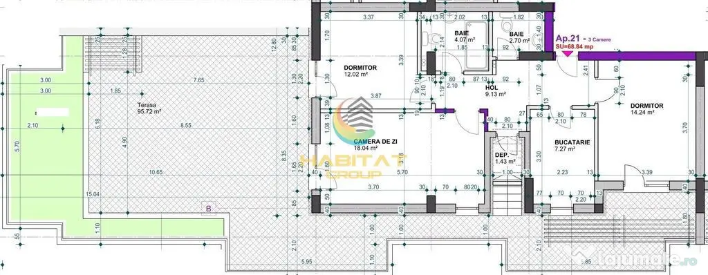 Pallady 3 camere 69 mp + terasa 179 mp 12 min. metrou Teclu - Bucuresti (Bucuresti-Ilfov)