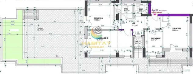 Pallady 3 camere 69 mp + terasa 179 mp 12 min. metrou Teclu - Bucuresti (Bucuresti-Ilfov)