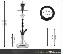 Set complet de shisha hookah XL, sticlă transparentă și inălțimea de 73,5 cm.