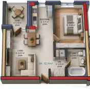 Apartament cu 2 camere și balcon în Terra Gardens. Comisio 