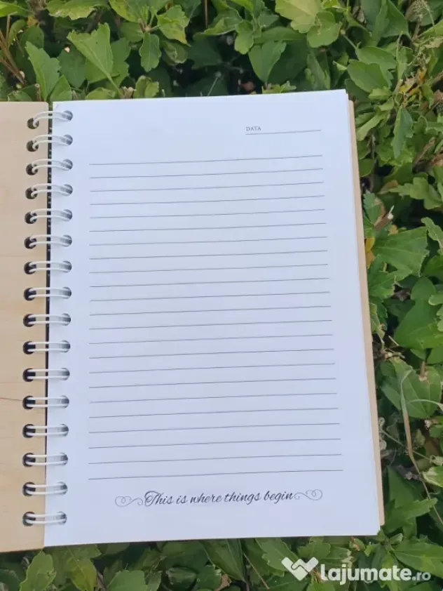 Agendă A5 din lemn „I Design The Life I Love” – copertă reutilizabilă, 80 foi