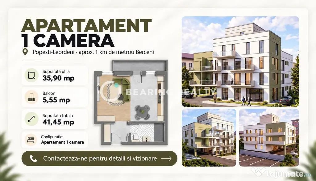 Garsoniera | Proiect boutique langa metrou Berceni - Popesti Leordeni (Bucuresti-Ilfov)