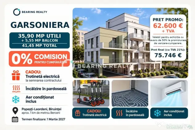 0% comision | Garsoniera | Proiect boutique langa metrou Berceni - Popesti Leordeni (Bucuresti-Ilfov)