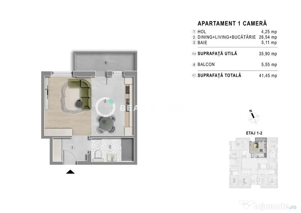 Garsoniera | Proiect boutique langa metrou Berceni - Popesti Leordeni (Bucuresti-Ilfov)