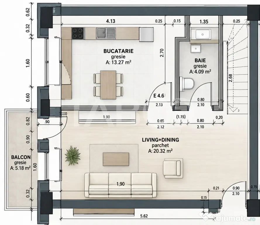 Apartament 76 mp la cheie intabulat si loc de parcare in zon - Sibiu (Sibiu)