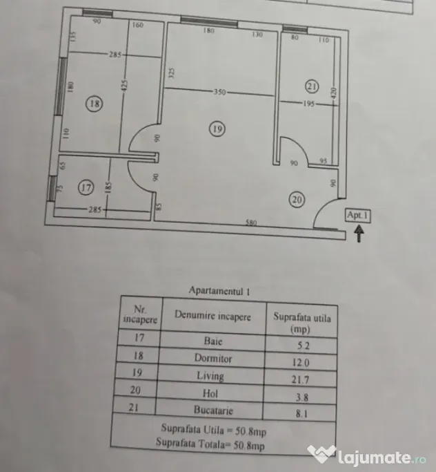 Apartament 2 camere, 50,8 mp, zona Ultracentrală - Craiova (Dolj)