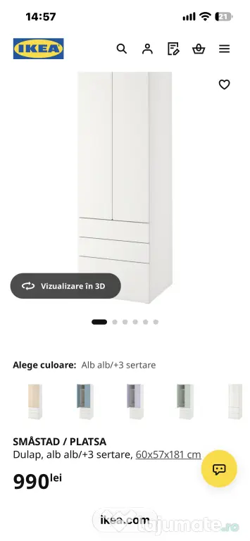 Mobilier dormitor Ikea pentru fete