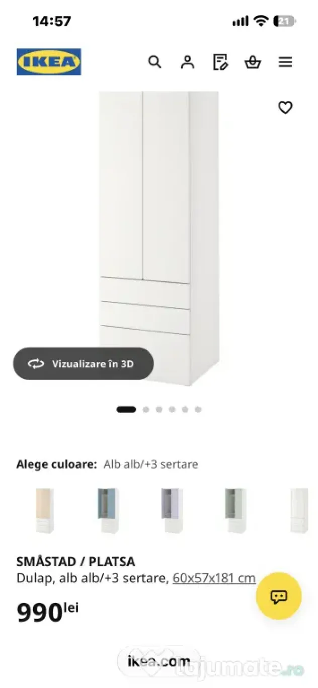Mobilier dormitor Ikea pentru fete