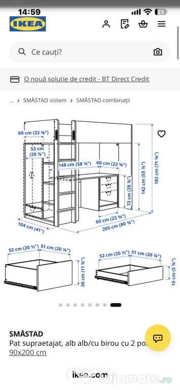 Mobilier dormitor Ikea pentru fete
