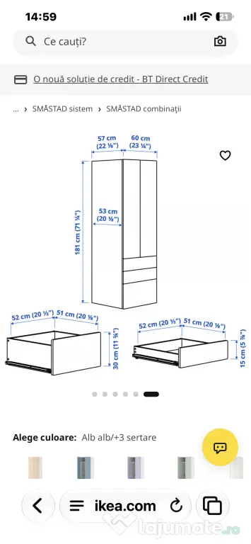 Mobilier dormitor Ikea pentru fete