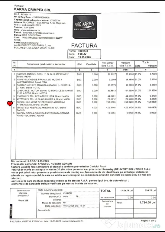 Cilindru receptor Rulment de presiune opel corsa E 2016 1.4 benzina