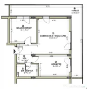 Apartament 3 camere 54.7 mp terasa 26.9 mp in Floresti zona 